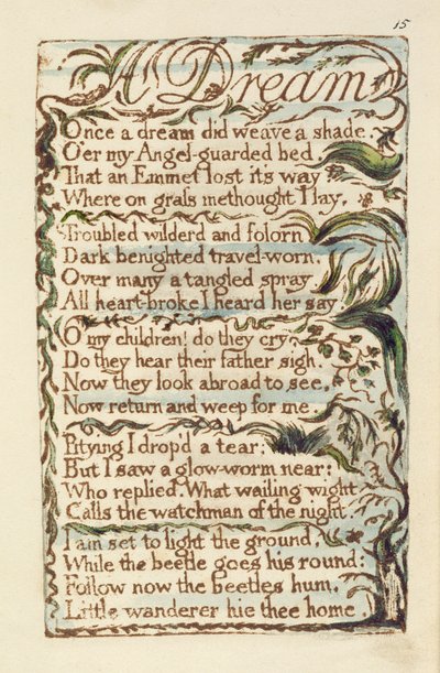 Un sogno, illustrazione da Songs of Innocence and of Experience (Bentley Copy L) pl.15 (Bentley 26) da William Blake